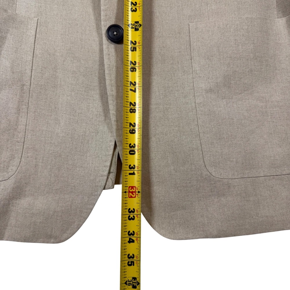 Banana Republic Made in Italy 100% Linen Blazer Sport Coat Tan Beige 44R - Picture 10 of 12